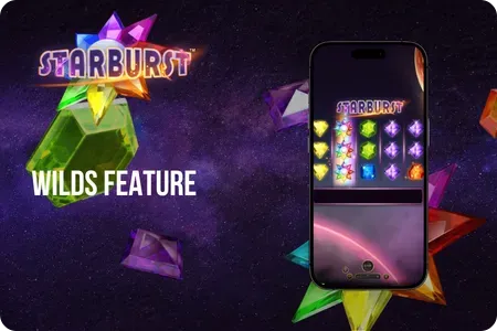 Starburst expanding wild symbol covering full reel on reels 2, 3 and 4